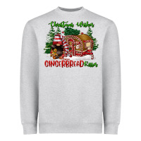 Heather Grey christmas wishes gingerbread kisses Heavyweight Sweatshirt - FaDigitalArtStudio