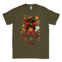 Army Green Santa's Favorite Medicaid Analyst Afro Messy Bun Classic Tee - texasbilliewilder