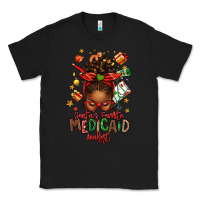 Black Santa's Favorite Medicaid Analyst Afro Messy Bun Classic Tee - texasbilliewilder
