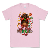 Bubblegum Pink Santa's Favorite Medicaid Analyst Afro Messy Bun Classic Tee - texasbilliewilder