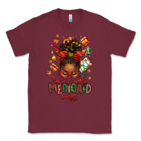Burgundy Santa's Favorite Medicaid Analyst Afro Messy Bun Classic Tee - texasbilliewilder