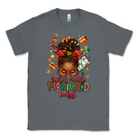 Charcoal Heather Santa's Favorite Medicaid Analyst Afro Messy Bun Classic Tee - texasbilliewilder