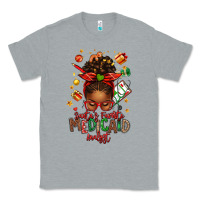 Heather Grey Santa's Favorite Medicaid Analyst Afro Messy Bun Classic Tee - texasbilliewilder