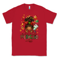 Red Santa's Favorite Medicaid Analyst Afro Messy Bun Classic Tee - texasbilliewilder