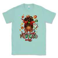 Seafoam Santa's Favorite Medicaid Analyst Afro Messy Bun Classic Tee - texasbilliewilder