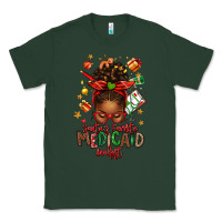 Sports Green Santa's Favorite Medicaid Analyst Afro Messy Bun Classic Tee - texasbilliewilder