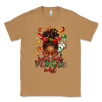 Toasted Coconut Santa's Favorite Medicaid Analyst Afro Messy Bun Classic Tee - texasbilliewilder