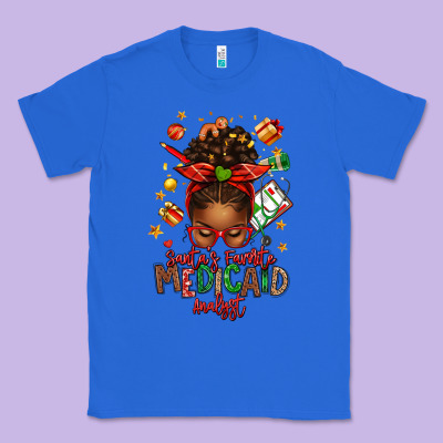 Santa's Favorite Medicaid Analyst Afro Messy Bun Classic Tee Designed By Texasbilliewilder