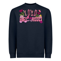 Navy Xoxo Hugs And Kisses Valentine's Day Heavyweight Sweatshirt - FaDigitalArtStudio