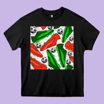 Soccer Shoes Seamless Pattern Heavy Core Tee Designed By Bundleandbundleshop