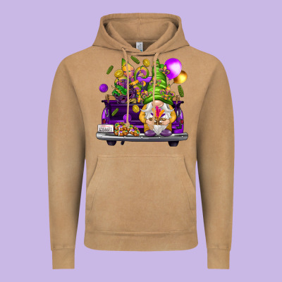Mardi Gras Gnome On The Truck Vintage Hoodie Designed By Howdyjamesfarm