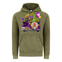 Vintage Olive Mardi Gras gnome on the truck Vintage Hoodie - HowdyJamesFarm