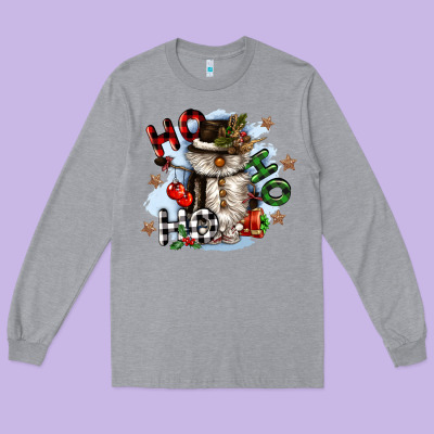 Ho Ho Ho Snowman Gnome Long Sleeve Tee Designed By Cowgirlartshop