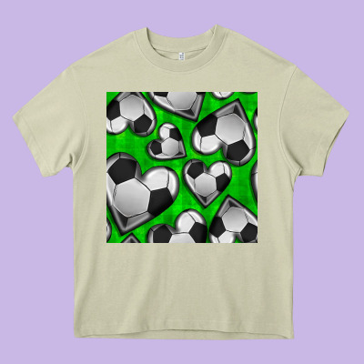 Soccer Hearts Seamless Pattern Heavy Core Tee Designed By Bundleandbundleshop