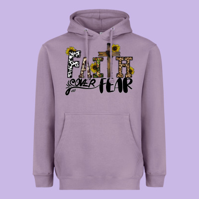 Faith Over Fear Heavyweight Hoodie Designed By Cowhidedigitalart