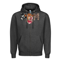 Charcoal Heather mom cow Zipper Hoodie - CowhideDigitalArt