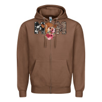 Chestnut mom cow Zipper Hoodie - CowhideDigitalArt