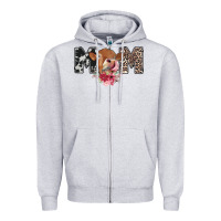 Heather Grey mom cow Zipper Hoodie - CowhideDigitalArt