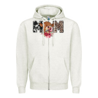 Oatmeal Heather mom cow Zipper Hoodie - CowhideDigitalArt