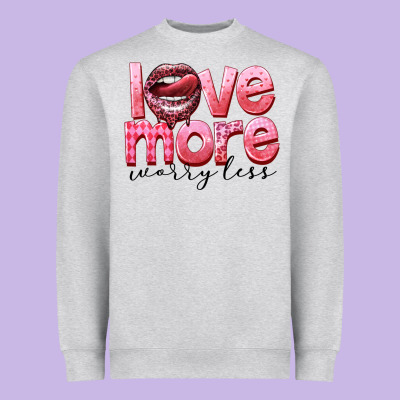 Love More Worry Less Heavyweight Sweatshirt Designed By Fadigitalartstudio