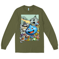 Army Green dragon quest slime print Long Sleeve Tee - lanVoArt
