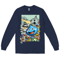 Navy dragon quest slime print Long Sleeve Tee - lanVoArt