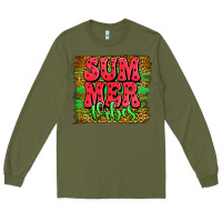 Army Green summer vibes watermelon leopard background Long Sleeve Tee - Jasminsmagicworld