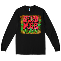 Black summer vibes watermelon leopard background Long Sleeve Tee - Jasminsmagicworld