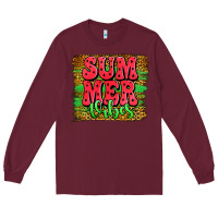 Burgundy summer vibes watermelon leopard background Long Sleeve Tee - Jasminsmagicworld