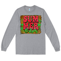 Heather Grey summer vibes watermelon leopard background Long Sleeve Tee - Jasminsmagicworld