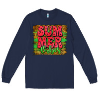 Navy summer vibes watermelon leopard background Long Sleeve Tee - Jasminsmagicworld