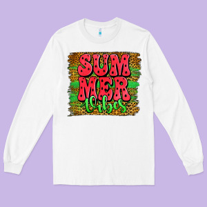 Summer Vibes Watermelon Leopard Background Long Sleeve Tee Designed By Jasminsmagicworld