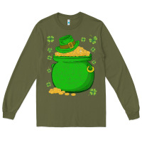 Army Green ireland leprechaun hat pot of gold irish st patricks day Long Sleeve Tee - lanVoArt