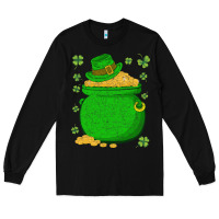 Black ireland leprechaun hat pot of gold irish st patricks day Long Sleeve Tee - lanVoArt