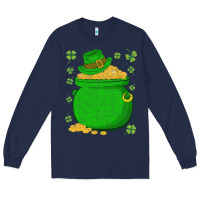 Navy ireland leprechaun hat pot of gold irish st patricks day Long Sleeve Tee - lanVoArt