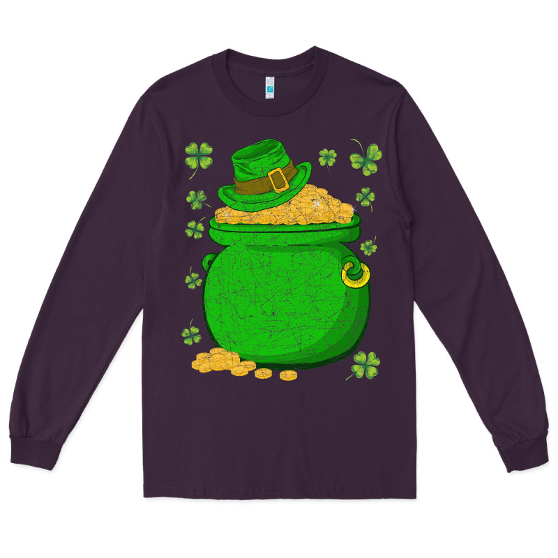 Ireland Leprechaun Hat Pot Of Gold Irish St Patricks Day Long Sleeve Tee by lanVoArt | Teevron