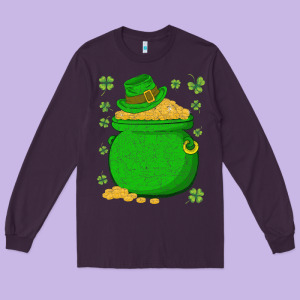 Ireland Leprechaun Hat Pot Of Gold Irish St Patricks Day Long Sleeve Tee Designed By Lanvoart