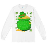 White ireland leprechaun hat pot of gold irish st patricks day Long Sleeve Tee - lanVoArt