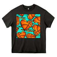 Asphalt basketball hearts with leopard seamless pattern Heavy Core Tee - BundleAndBundleShop