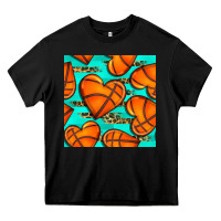 Black basketball hearts with leopard seamless pattern Heavy Core Tee - BundleAndBundleShop