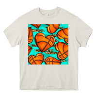 Cream basketball hearts with leopard seamless pattern Heavy Core Tee - BundleAndBundleShop