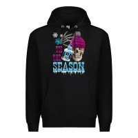Black tis the season winter skull Premium Hoodie - FaDigitalArtStudio
