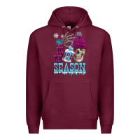 Burgundy tis the season winter skull Premium Hoodie - FaDigitalArtStudio