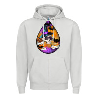 Dove Grey Hallowen Teardrop Zipper Hoodie - LillyAllenDesigns