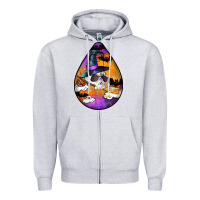 Heather Grey Hallowen Teardrop Zipper Hoodie - LillyAllenDesigns