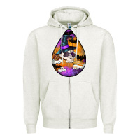 Oatmeal Heather Hallowen Teardrop Zipper Hoodie - LillyAllenDesigns