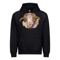 Black merino wool ram Urban Hoodie - BarkalooDesign