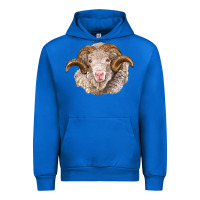 Cobalt merino wool ram Urban Hoodie - BarkalooDesign