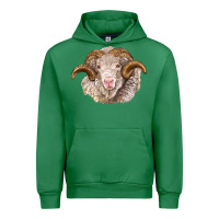 Emerald merino wool ram Urban Hoodie - BarkalooDesign