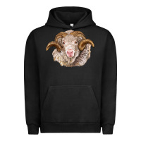 Pigment Black merino wool ram Urban Hoodie - BarkalooDesign